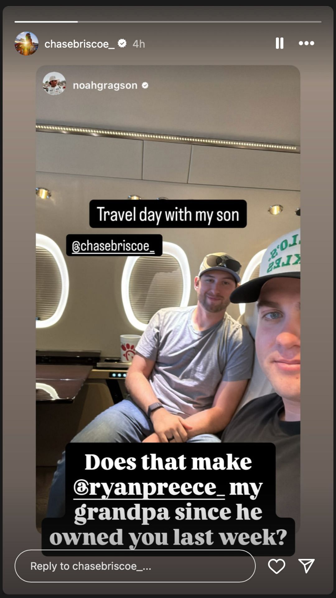 Chase Briscoe's Instagram story - Source: @chasebriscoe_ on IG